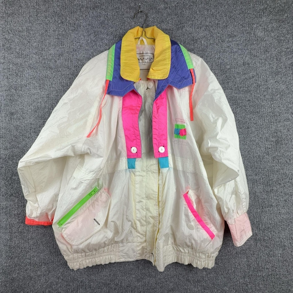 Vintage International Outerwear Windbreaker Mens Medium Neon 80s Jacket